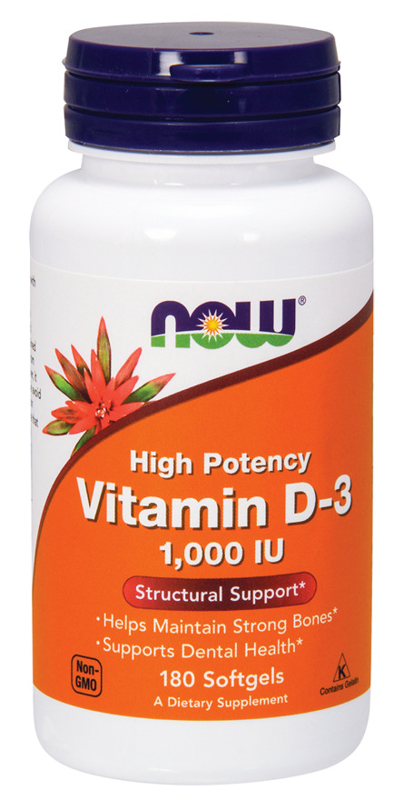 NOW NOW Vitamin D-3 1000 IU, 180 капс. 