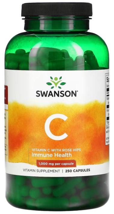 Swanson Vitamin C with Rose Hips 1000 mg, 250 капс.