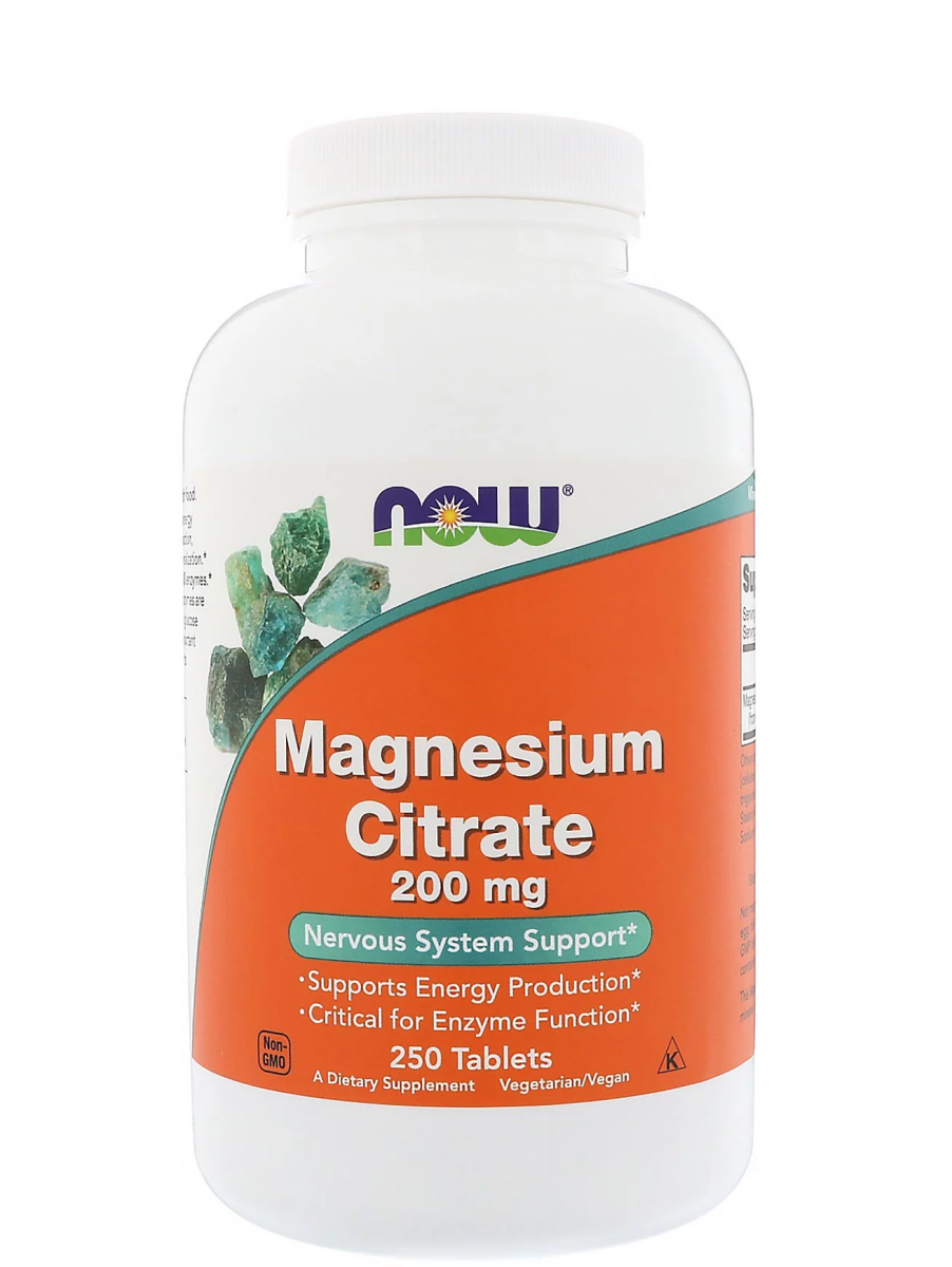 NOW Magnesium Citrate 200 mg, 250 таб. 