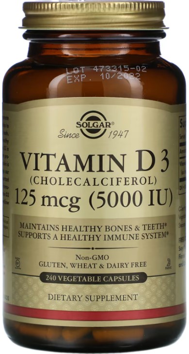 Solgar Solgar Vitamin D3 (Cholecalciferol) 125 mcg (5000 IU), 240 капс. 