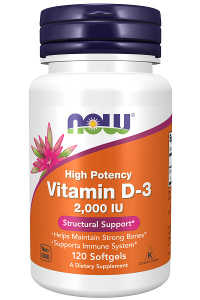 NOW Vitamin D-3 2000 IU, 120 капс.