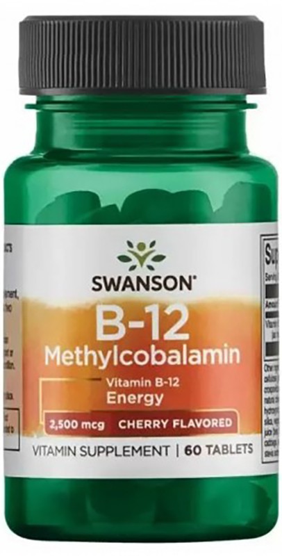 Swanson Vitamin B12 Methylcobalamin - Natural Cherry Flavored 2,500 mcg, 60 таб. 