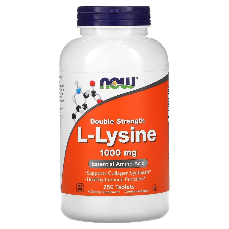 NOW L-Lysine 1000 mg, 250 таб. 