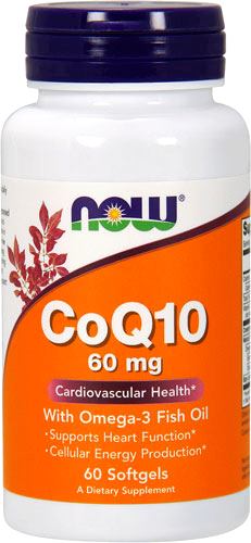 NOW CoQ10 60 мг With Omega-3, 60 капс.
