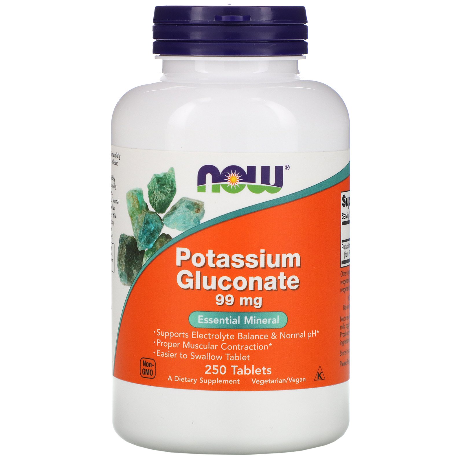 Now Potassium Gluconate 99 mg, 250 таб. 