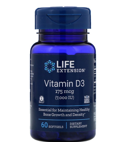 LIFE Extension Vitamin D3 175 mcg (7000 IU), 60 капс. 