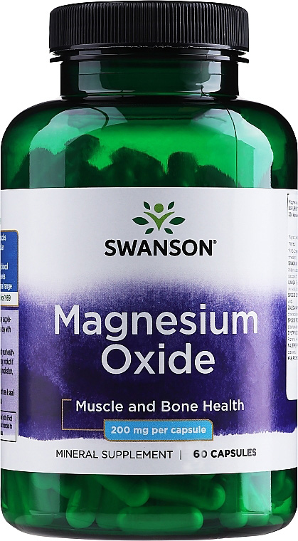 Swanson Magnesium Oxide 200 мг, 60 капс. 