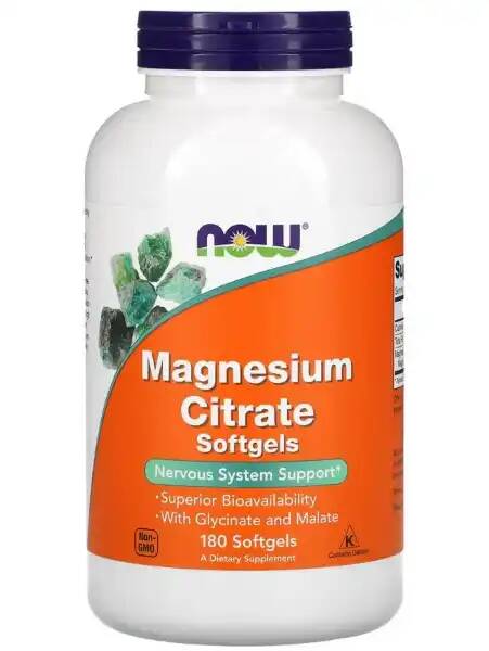 NOW Magnesium Citrate 134 mg, 180 капс. 