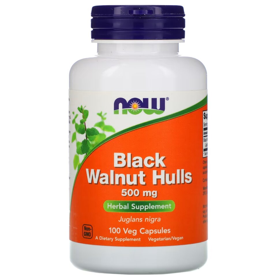 Now Black Walnut Hulls 500 mg, 100 капс. 