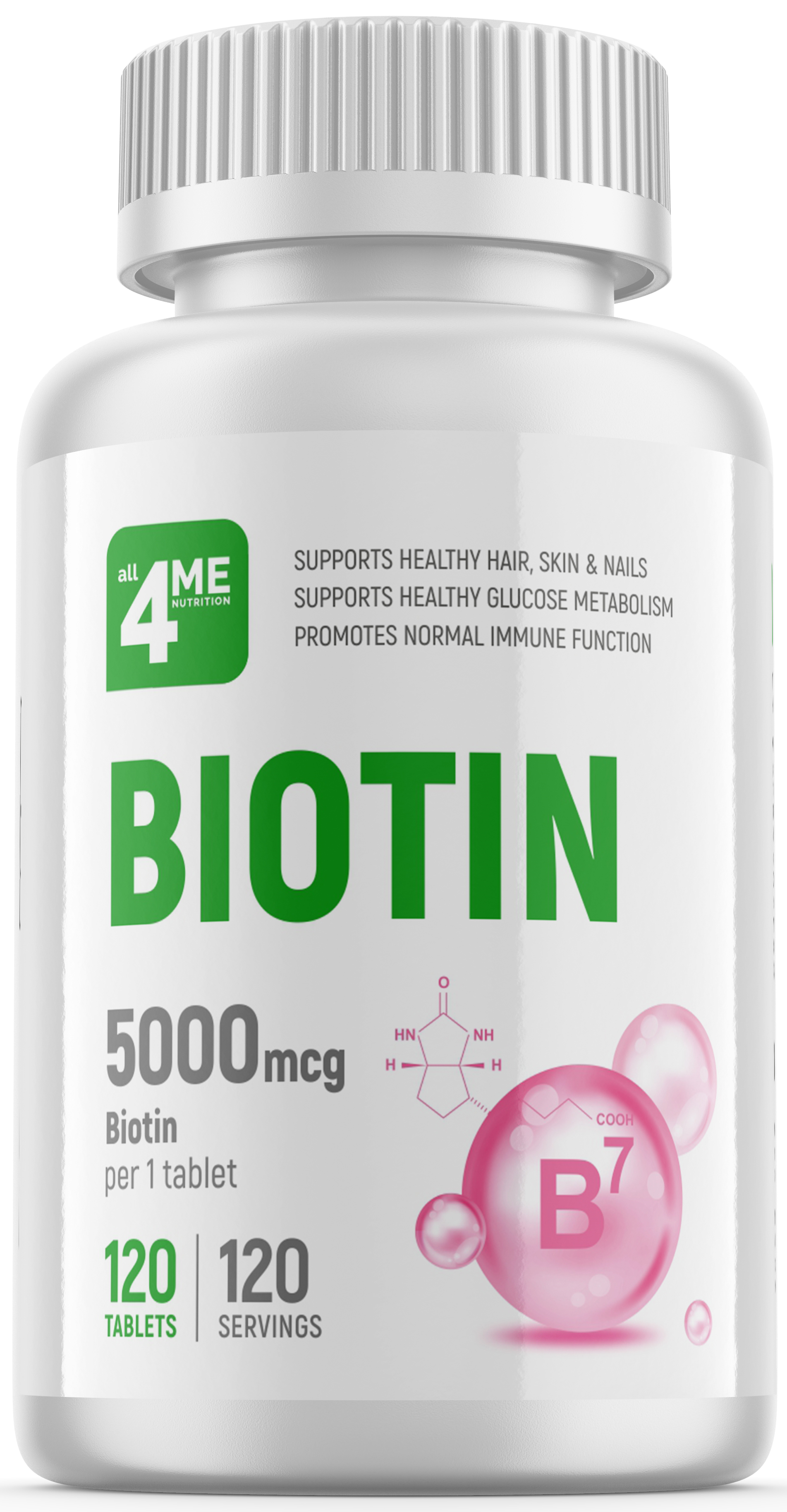 4Me Nutrition Biotin 5000 mcg, 120 таб. 