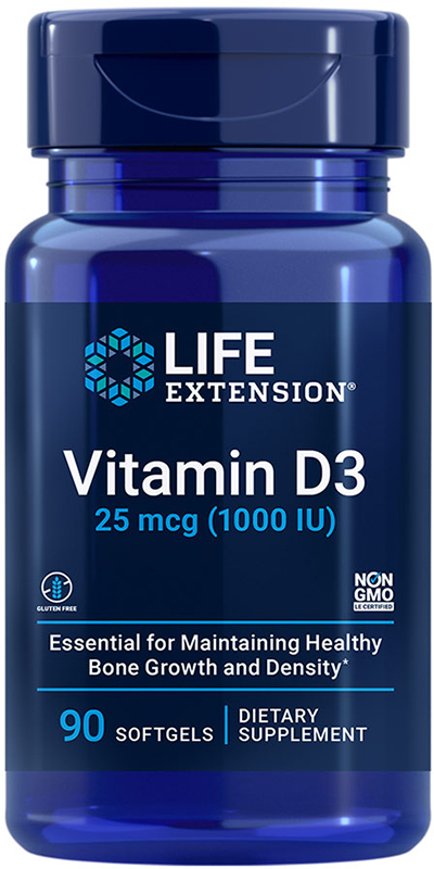 LIFE Extension Vitamin D3 25 мкг (1000 IU), 90 капс.