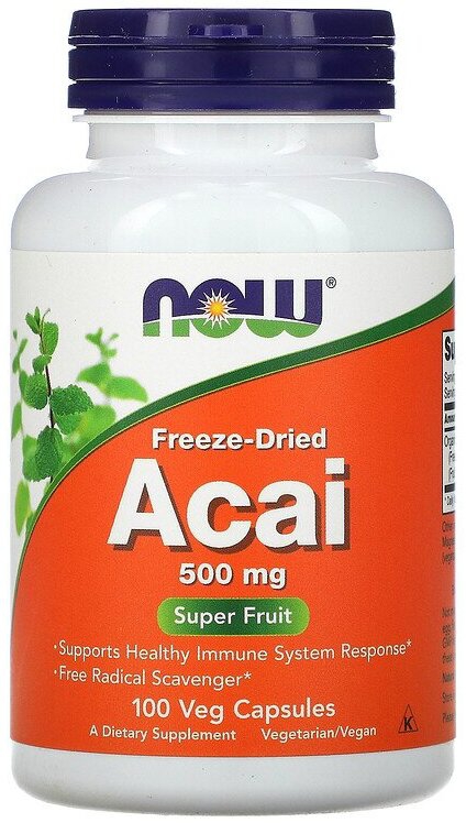 NOW Acai 500 mg, 100 капс.