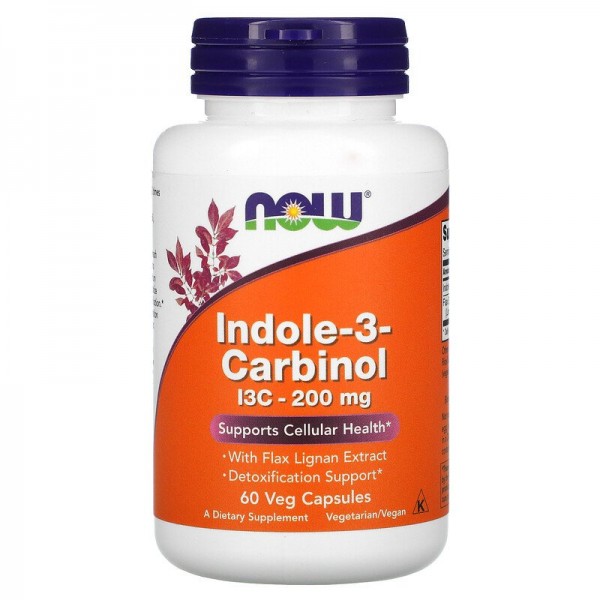 Now Indole-3-Carbinol I3C-200 mg With Lignans, 60 капс. 