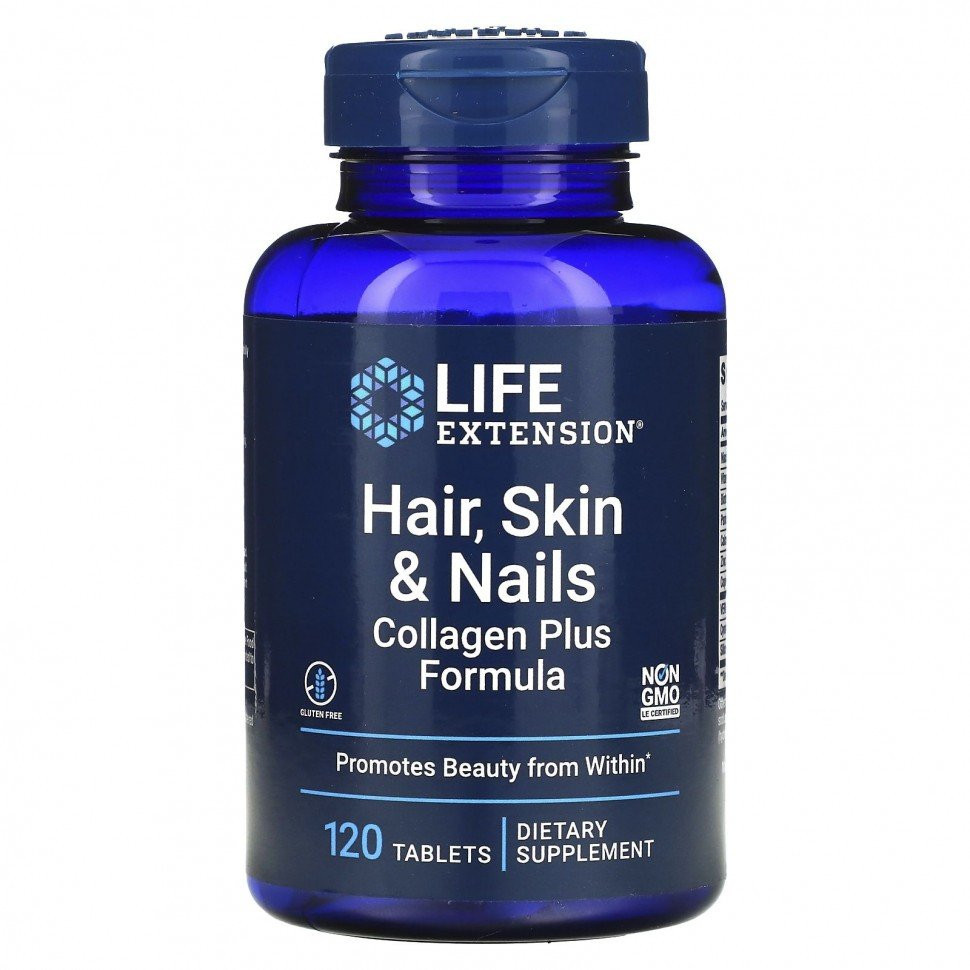 Life Extension Hair, Skin & Nails Collagen Plus Formula, 120 таб. 