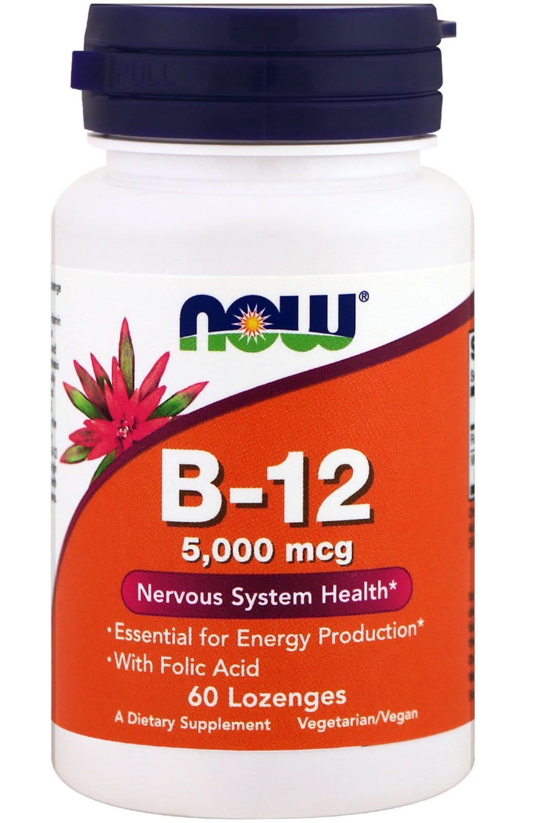 NOW Now Vitamin B-12 5000 mcg+Folic, 60 таб. 