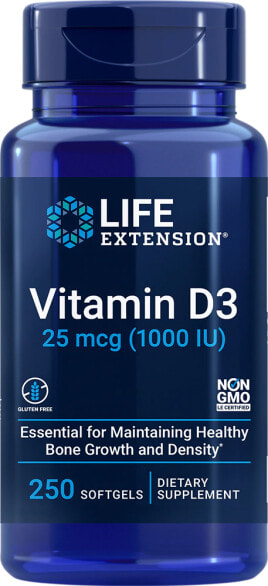 LIFE Extension LIFE Extension Vitamin D3 25 мкг (1000 IU), 250 капс. 