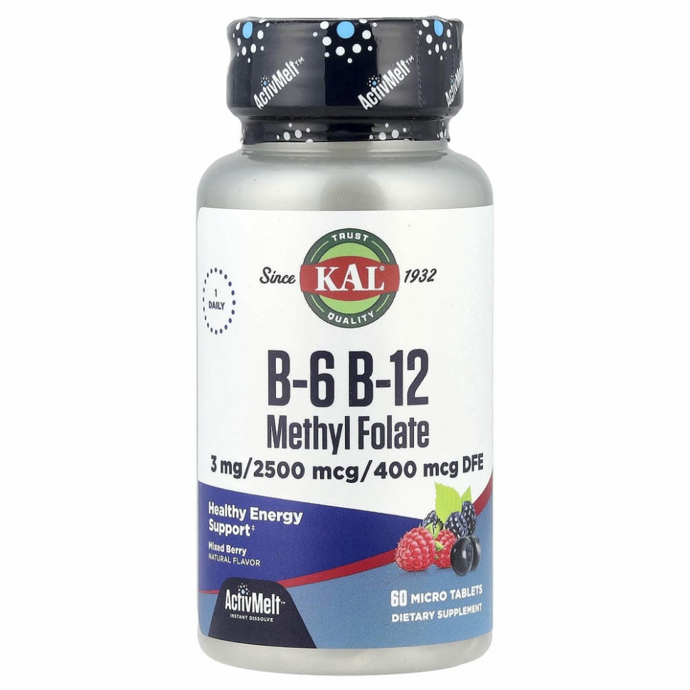 Kal B6 B12 Methyl Folate ActivMelt, 60 таб. 