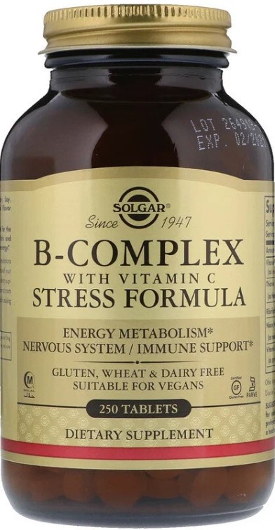 Solgar B-Complex With Vitamin C Stress Formula Tablets, 250 таб.