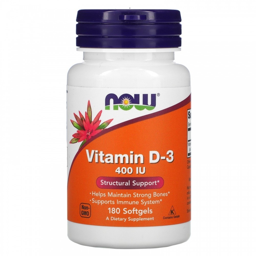 NOW NOW Vitamin D3-400 IU, 180 капс. 