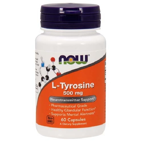 NOW L-Tyrosine 500 мг, 60 капс. Тирозин