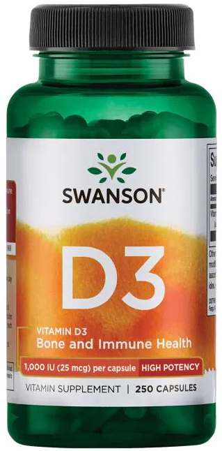 Swanson Vitamin D3 High Potency 1,000 IU (25 mcg), 250 капс. 