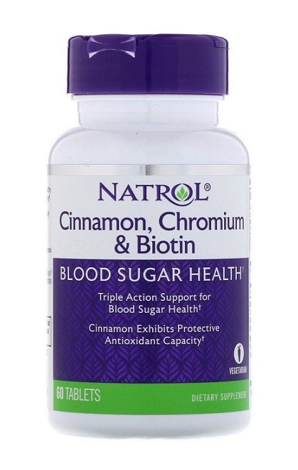 Natrol Cinnamon Biotin Chromium, 60 таб. 