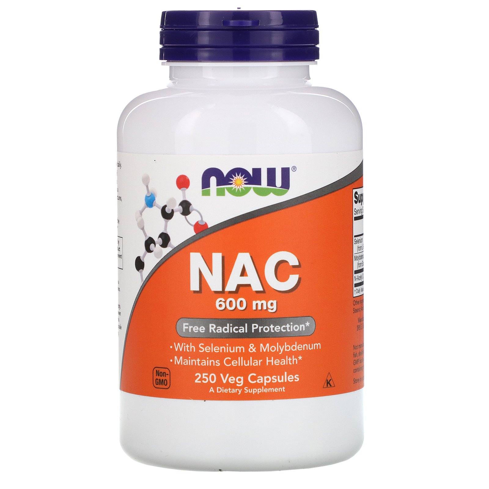 NOW NAC-Acetyl Cysteine 600 mg, 250 капс. 