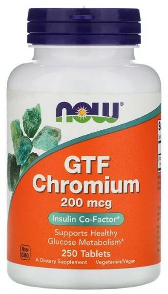 NOW NOW GTF Chromium 200 mcg, 250 таб. 