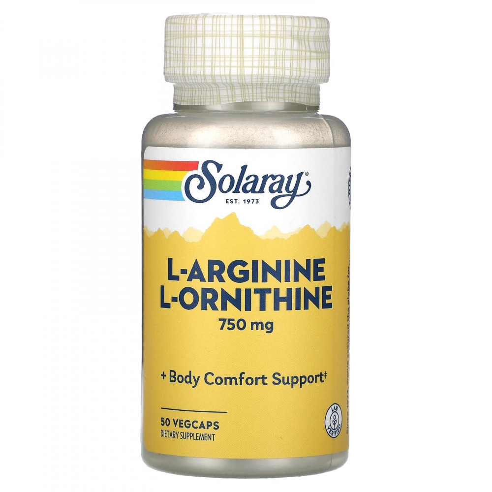 Solaray L-Arginine & L-Ornithine 750 mg, 50 капс. 