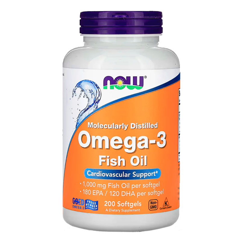 NOW Omega-3 Fish Oil 1000 mg, 200 капс. 