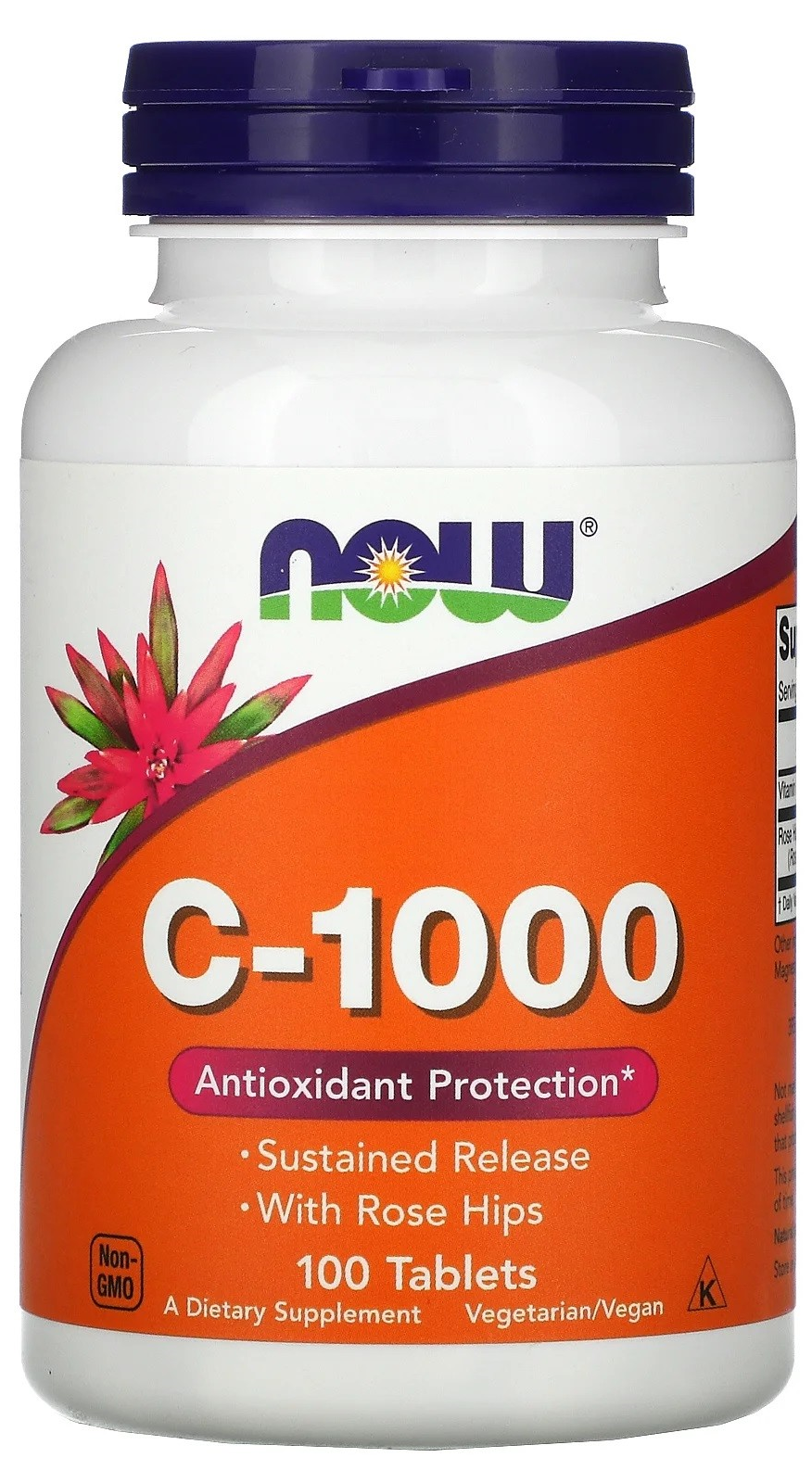 NOW Vitamin C-1000 With Rose Hips SR, 100 таб. 