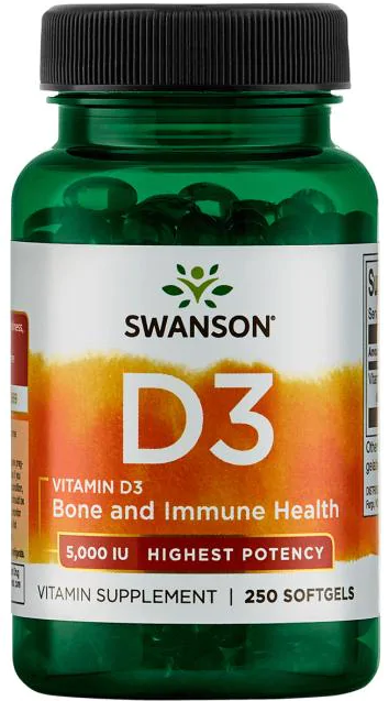 Swanson Swanson Vitamin D3 Highest Potency 5,000 IU (125 mcg), 250 капс. 