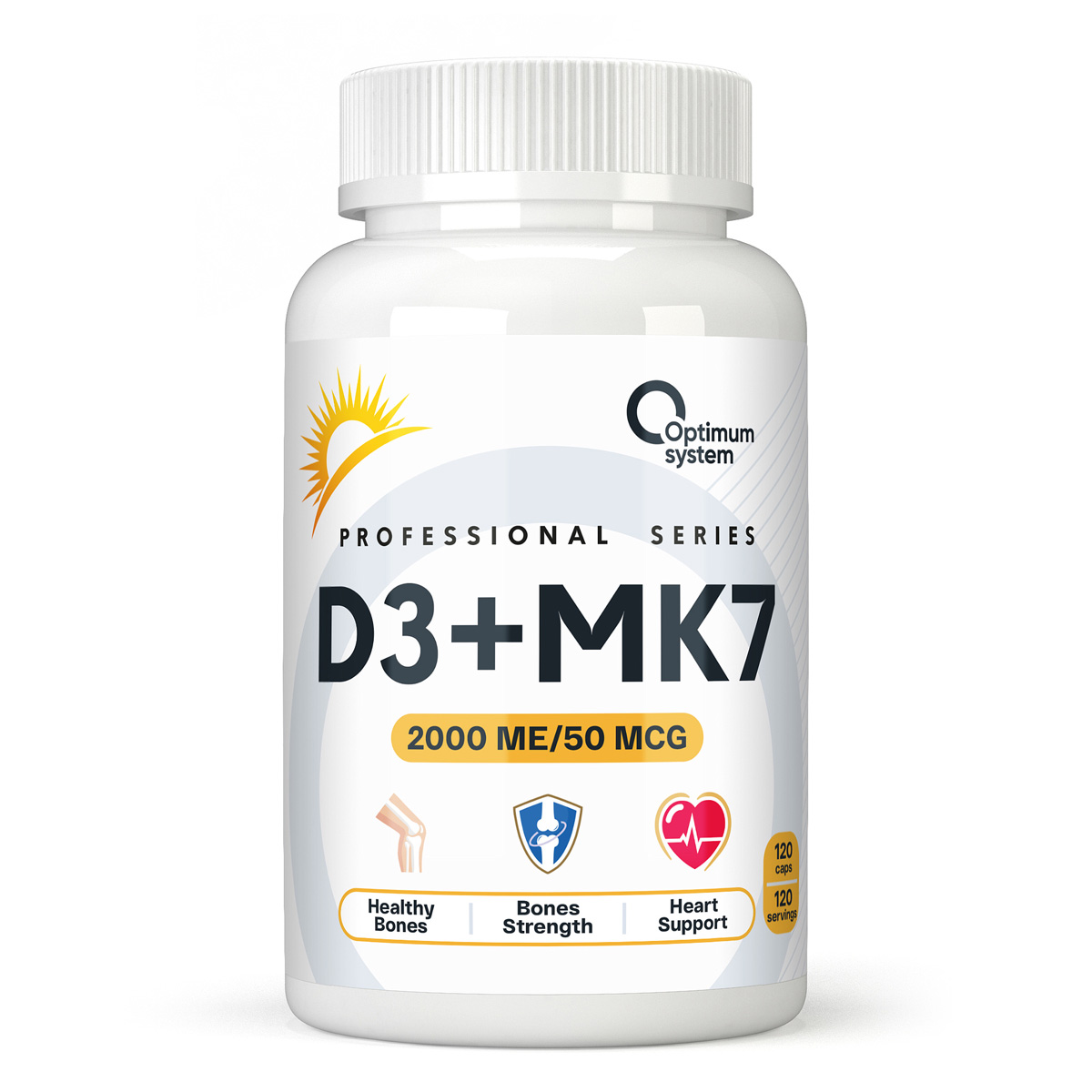 Optimum System Vitamin D3 2000 + К2 МК-7, 120 капс. 