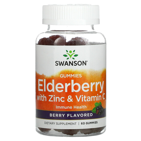Swanson Elderberry Gummies with Zinc & Vitamin C - Berry Flavored, 60 таб.