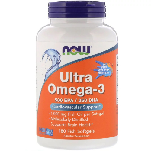 Now ULTRA OMEGA-3 FO 500/250 FISH GELATIN, 180 капс. 