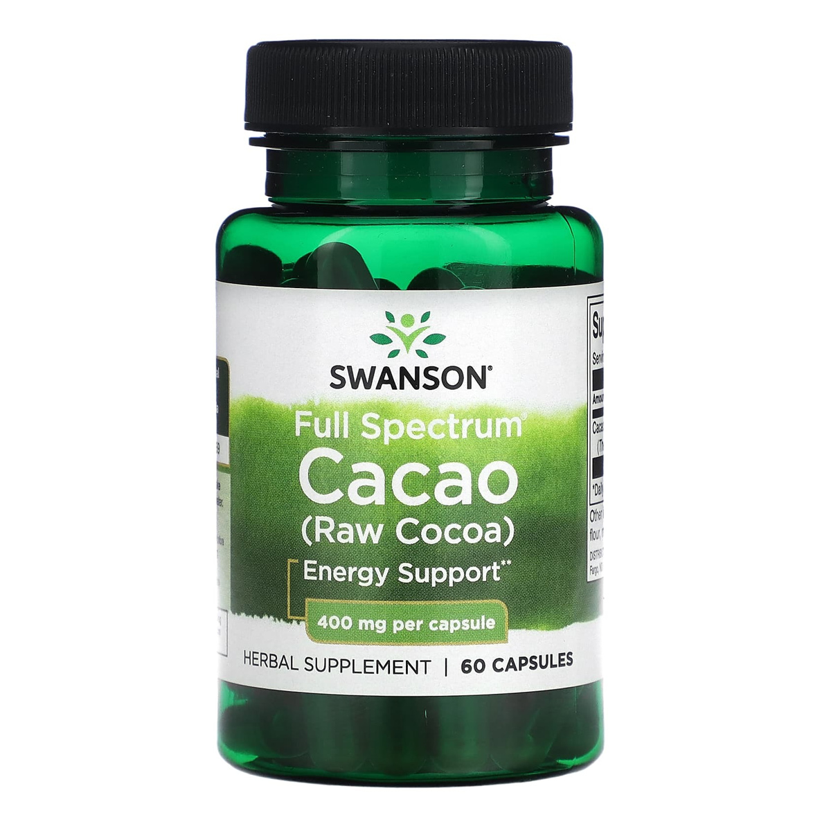 Swanson Full Spectrum  Cacao (Raw Cocoa) 400 mg, 60 капс. 