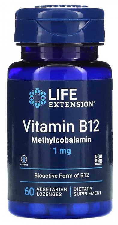 LIFE Extension Vitamin B12 Methylcobalamin 1 mg, 60 капс.