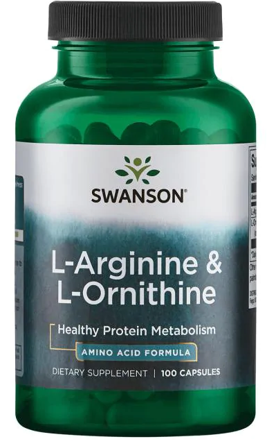 Swanson L-Arginine & L-Ornithine, 100 капс. 