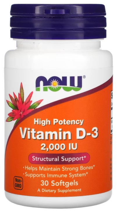 NOW Vitamin D-3 2000 IU, 30 капс. 