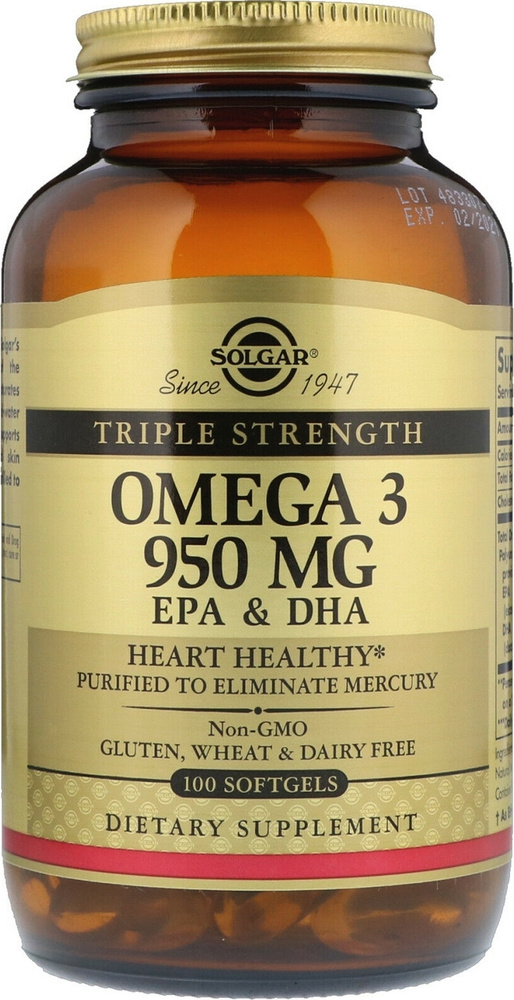 Solgar Triple Strength Omega-3 950 mg EPA & DHA Softgels, 100 капс. 