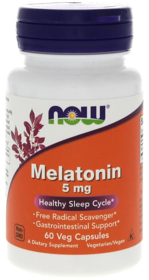 NOW Melatonin 5 мг, 60 капс. 