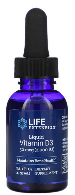 Life Extension Liquid Vitamin D3 2,000 IU,  29.57 мл 