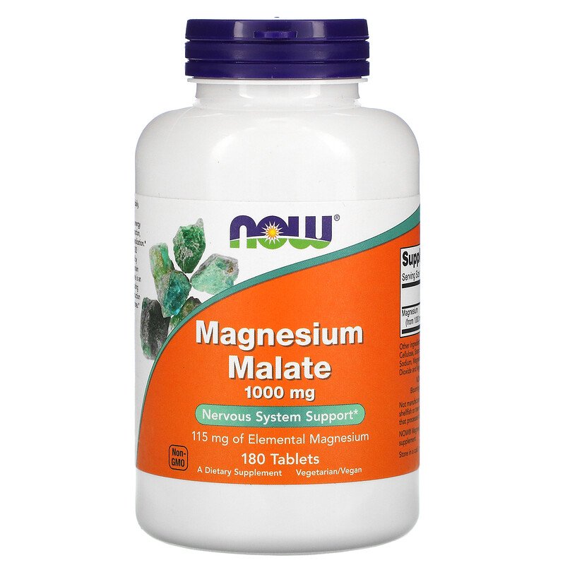 Now Magnesium Malate 1000 mg, 180 таб. 