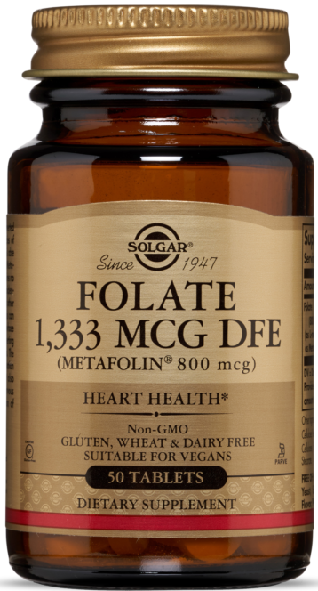 Solgar  Folate 1,333 mcg DFE (Metafolin® 800 mcg), 50 таб.