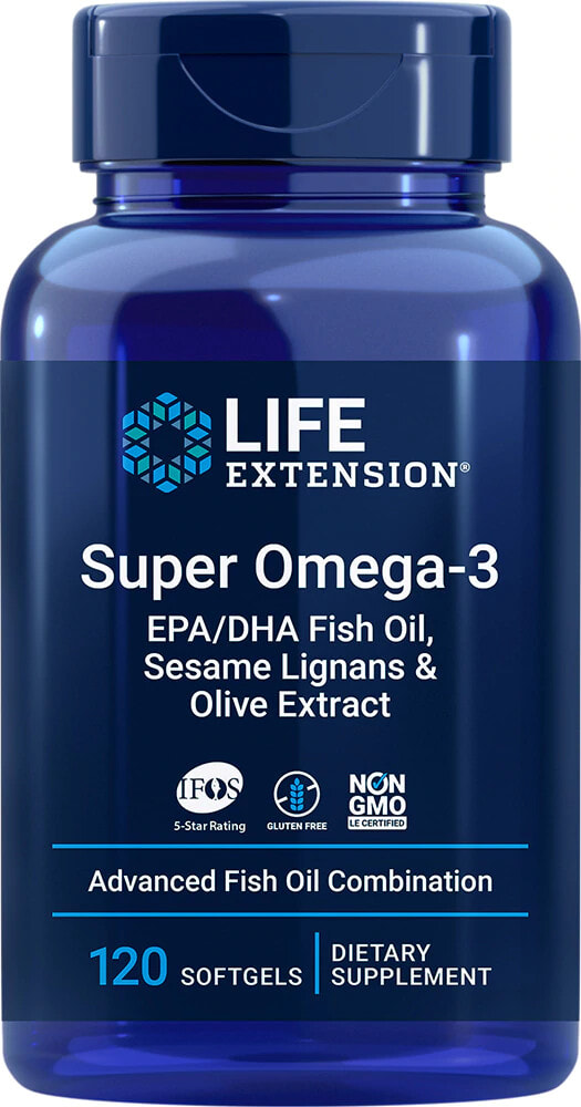 LIFE Extension LIFE Extension Super Omega-3 EPA/DHA Fish Oil, Sesame Lignans & Olive Extract, 120 капс. 