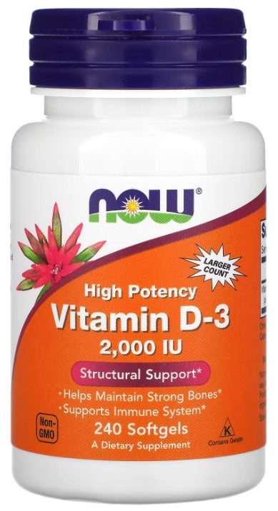 NOW NOW Vitamin D-3 2000 IU, 240 капс. 