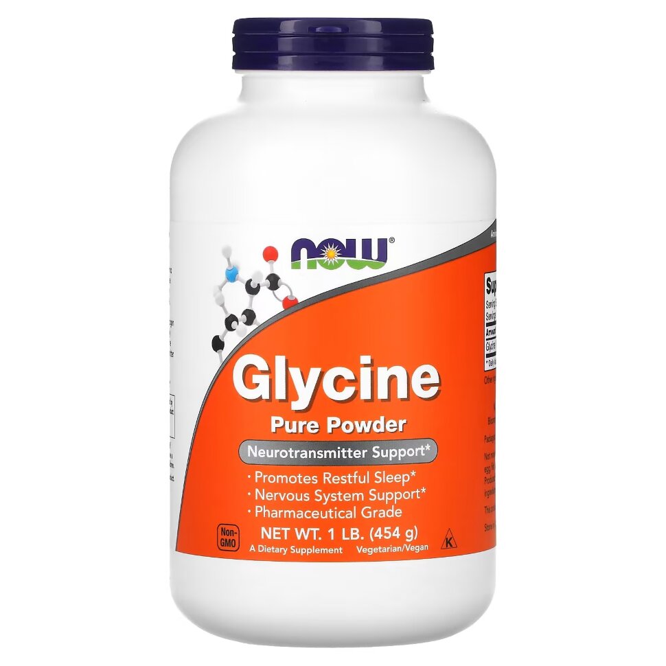 NOW Glycine Pure Powder, 1 lb (454 г) 