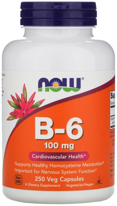 NOW Vitamin B-6 100 mg, 250 капс. 
