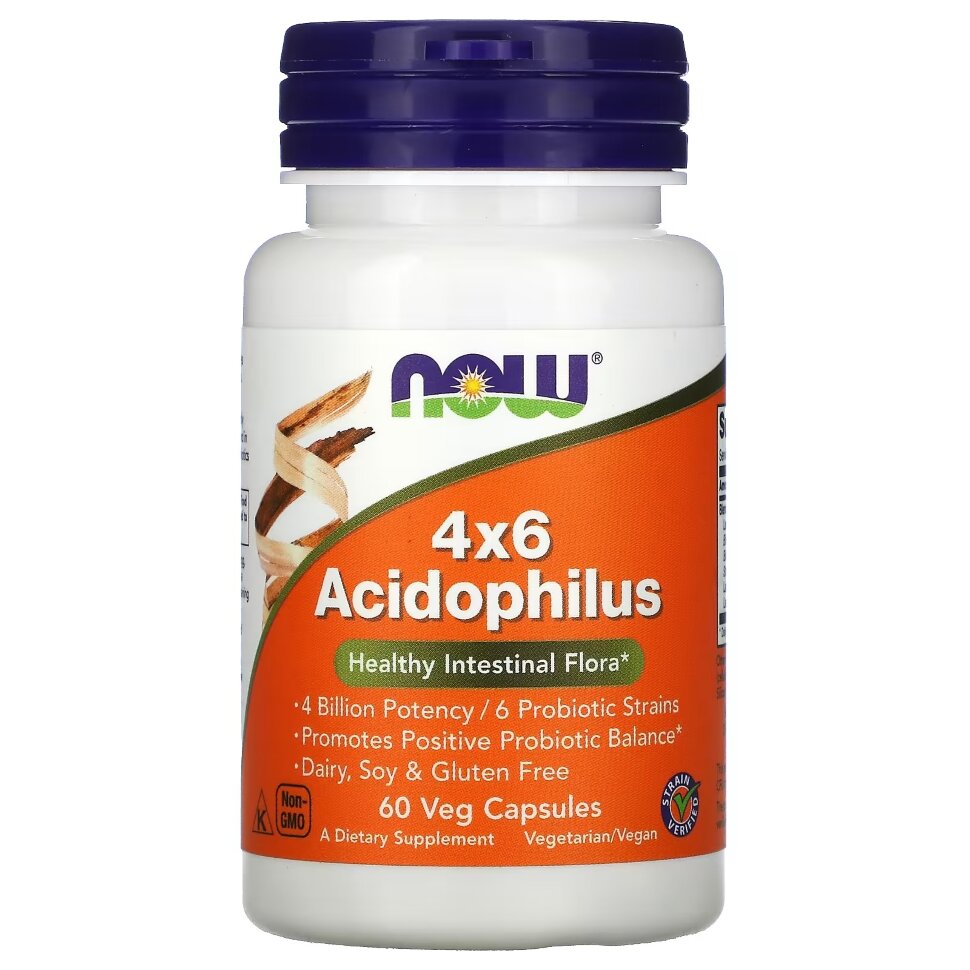 NOW 4X6 Acidophilus, 60 капс. 