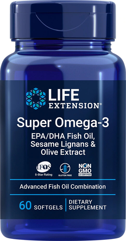 LIFE Extension LIFE Extension Super Omega-3 EPA/DHA Fish Oil, Sesame Lignans & Olive Extract, 60 капс. 